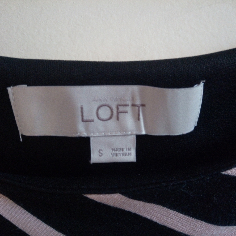 LOFT striped sheath dress (black/blush) - S - Picture 2 of 4